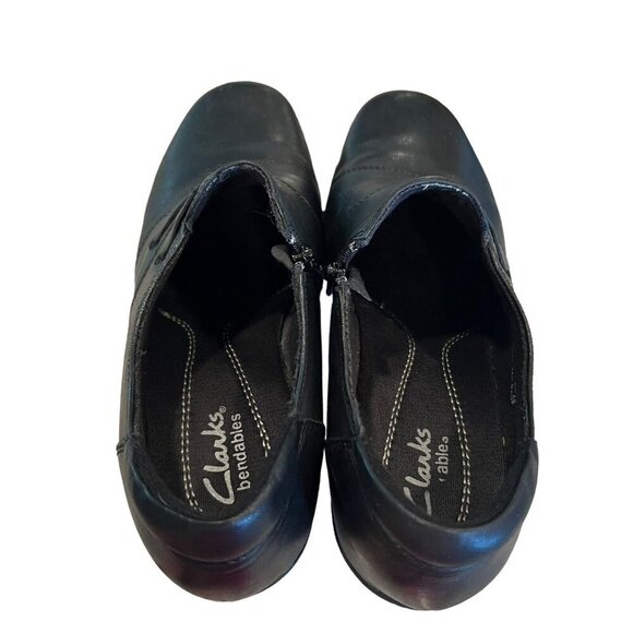 Clarks Bendables Mirabelle Hills‎ 9.5M Ankle Booties Black Leather Casual Heeled - Picture 6 of 10